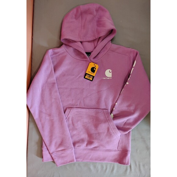 Girls Carhartt Graphic Hoodie Sweatshirt Orchid Pink Small 8 - Picture 1 of 6